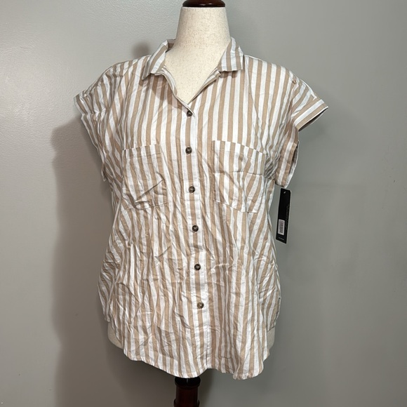 Olivia Grey Tops - OLIVIA GREY Women's Marigold Stripe Shirt Size L